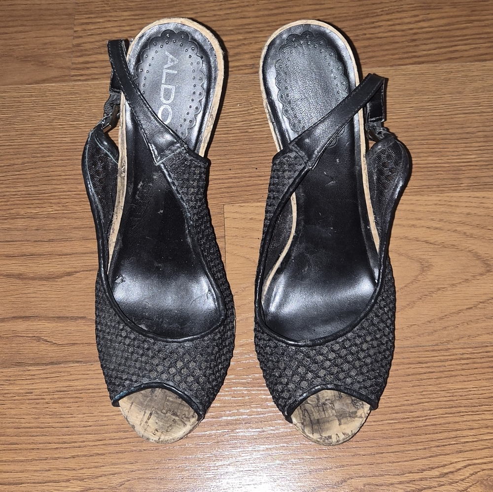 Aldo Bkack Mesh Espadrilles with Leather Sole Size 8
